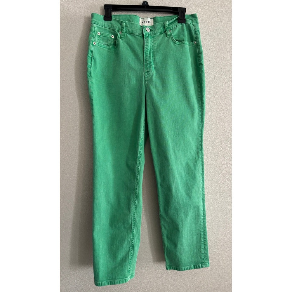 Boden Mid Rise Slim Jean Womens 30 Green Preppy Artsy
